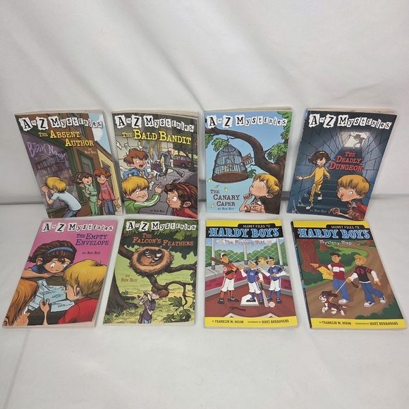 (8) Children's Adventure Chapter Book Bundle A-Z Mysteries Hardy Boys Ages 6-9 - Picture 1 of 9